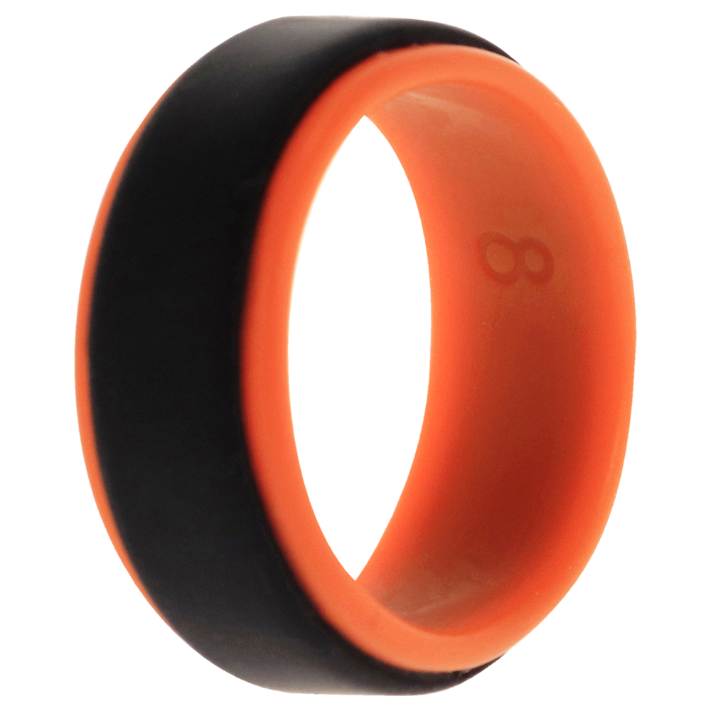 Silicone Wedding Step Ring - Orange-Black by ROQ for Men - 8 mm Ring